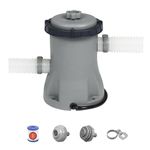 Bestway 330gal Flowclear Filter Pump, Above Ground Pool Cleaner for 1,100L–8,300L Pools, Includes Replaceable Cartridge, 280gal/h System Flow Rate, Grey