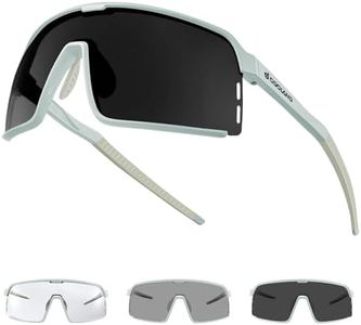 Odoland Photochromic Sports Sunglasses for Men Women Adult UV400 Anti Glare Running Sunglasses for Cycling Riding Run Driving Fishing Indoor and Outdoor Black