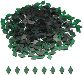 MECCANIXITY 200g Mosaic Tiles Rhombus Shape Glass Mosaic Tiles Stained Mosaic Glass Pieces for Home Decoration Art Crafts DIY Projects Transparent Dark Green