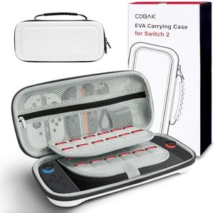 CoBak Large Capacity Carrying Case for Nintendo Switch 2 ( 2025 ) , Ultra Slim Premium EVA Travel Pouch with 24 Game Cartridges, Screen Protective Cover, Accessories Storage Bag, White