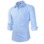 Beninos Mens Regular Fit Solid Point Collar Dress Shirt (CD01 Light Blue, S)