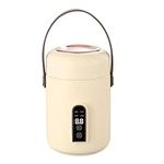 Compact and Efficient Heating Mini Rice Cooker, Insulated and Portable with Multi-Functions for Soup, Porridge and Stew, Suitable for Home, Office and Dorms (Beige)