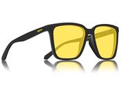 EFERMONE® Night Driving Glasses with Cleaning Kit, Yellow Polarized Lens, UV400, Anti-Glare Glasses for Riding Bike and Car (BLACK-YELLOW)