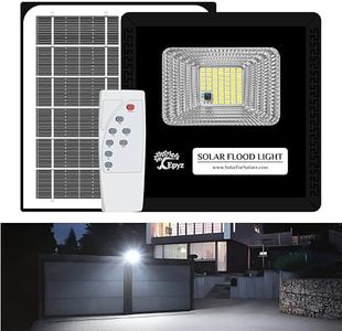 Epyz 10Watt Solar Flood Light Outdoor Waterproof Solar Wall Lamp for Garden, Outdoor, Business Sign, Street [ 54LED, Pack of 1, White Light ]-Glass;Metal