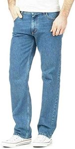 Fashion's island Mens Black Blue Denim Jeans Classic Straight Leg Plain Denim Jeans, Light Blue, 50W / 27L