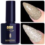 YTD Likomey Reflective Glitter Gel Nail Polish,15ml Galaxy Nude Gold Flash Diamond Shimmer Gel,Sparkly Shiny Fall Winter Salon Home Nail Art Manicure UV Gel Vernis,SZ228