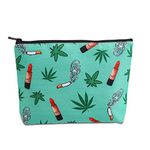 MBMSO Weed Cosmetic Bag Funny Green Leaf Lipstick Makeup Bag Gift for Makeup Lover Travel Case Toiletry Pouch Accessories Bag, Weed bag-green, medium, Bag