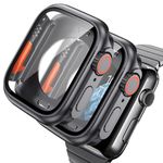 AOKUTDA 2-Pack Case Screen Protector 45mm for Apple Watch Series 9/8/7 45mm (Looks Like Ultra&Ultra2) with 360 Scratch Resistant Glass Protective Cover + Back Frame+Crown,Original Black