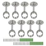 Seimneire 8pcs 1-1/4 Inch Shower Curtain Closet Rod Holder, Curtain Rod Ceiling-Mount Bracket Pipe Flange Socket Closet Pole End Supports Socket, Stainless Steel Brushed Finish