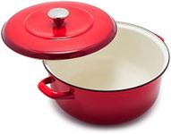 Merten & Storck German Enameled Iron, Lightweight Round 5.3QT Dutch Oven Pot with Lid, Foundry Red