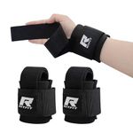 RitFit Lifting Straps + Wrist Protector for Weightlifting, Crossfit, Bodybuilding, MMA, Powerlifting, Strength Training ~ Men & Women (Black)