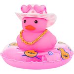 wonuu Car Accessories Rubber Ducks Dashboard Decorations Rubber Duck Pink Accessories Dashboard Duck Car Decorations Car Ducks for Dashboard Car Duck Car Dashboard Decorations, HG&pink-cowboywhitepink