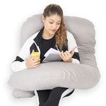 WildMint Ultra Soft Pregnancy Pillow, J Shaped Body Pillow Pregnant Pillows for Sleeping Full Body Pillow, Baby Nursing Cushion & Maternity Pillow with Velvet Zippered Cover