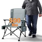 TIMBER RIDGE Oversized Folding Camping Chair High Back Heavy Duty for Adults Support up to 500lbs with Cup Holder, Side Pocket Gray