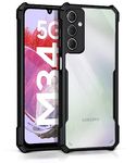 WOW IMAGINE Shock Proof Clear Mobile Back Cover Case for Samsung Galaxy M34 5G | F34 5G | AirEDGE Technology | Hard | Hybrid PC + TPU | Full Armour Device & Camera Protection - Black