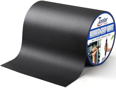 TONLER TAPE Black Rubber Grip Tape 6in x 16.5ft Ultra-Thin Ultra Strong Adhesive Anti-Slip Textured Tape, Waterproof Heat Resistant Wear-Resistant Non-Slip Cushion Pad for Handlec
