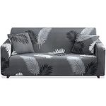 Teynewer 1-Piece Fit Stretch Sofa Cover, Sofa Slipcover Elastic Fabric Printed Pattern Chair Loveseat Couch Settee Sofa Covers Universal Fitted Furniture Cover Protector (3 Seater, Black Feather)