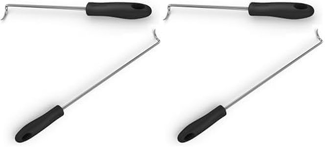 Cave Tools Food Flipper and Meat Hook for Grilling, Flipping, and Turning Vegetables and Meats BBQ Grill and Smoker Accessories, Right-Handed, Large (17 Inch) + Small (12 Inch) Black (Pack of 2)