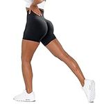 Unthewe Workout Butt Lifting Shorts for Women High Waisted Seamless Gym Yoga Booty Shorts, Scrunch Black, M