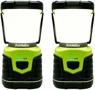BokMaton 2-Pack LED Rechargeable Camping Lantern, 1000LM, Battery Level Display, Dimmable Warm-Cool White, IPX4 Waterproof, Portable Camping Light for Power Outages, Emergency, Hiking