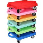 6 Pieces Sports Scooter Board Bulk Sitting Scooter Board with Handles Plastic Casters Sport Flat Scooter for Kids Children Gym Indoor Outdoor Activities Play Equipment (Light Color)