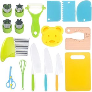 17PCS Kids Cooking Sets Real Cooking Montessori Kitchen Tools for Toddlers Kids Safe Knives for 2/3/4/5/6/7/8 Year Old