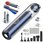 Fangool Car Vacuum Portable Cordless, 6-in-1 Small Handheld Car Vacuum Cleaner 14000pa High Power Suction, with Brushless Motor & LED Light & Warning Lights, Blow & Suction Mini Vacuum for car, Office