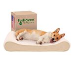 Furhaven Memory Foam Dog Bed for Large/Medium Dogs w/Removable Washable Cover, for Dogs Up to 38 lbs - Ultra Plush Faux Fur & Suede Luxe Lounger Contour Mattress - Cream, Large