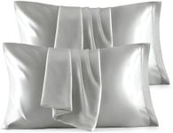 Bedsure King Size Satin Pillowcase Set of 4 - Silver Grey Pillow Covers for Hair and Skin 20x36 Inches with Envelope Closure, Similar to Silk Pillow Cases, Gifts for Women Men
