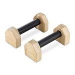 Navaris Wooden Parallettes - Wood Calisthenics Equipment for Gymnastics, Fitness, Home Gym - Push Up Handstand Handle Bar Stand Handles Set - Size M