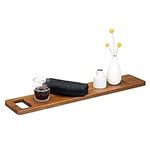 Navaris Wood Bath Tray Shelf - Walnut Bathtub Tray Caddy Tub Holder for Tablet, Books, Candles, Massage Oil - Real Walnut Wood with Simple Design