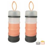 Baby Milk Powder Formula Dispenser, BJLIIO Non-Spill Portable and Stackable Formula Travel Container, 4 Layers Twist Lock Snack Storage Container for Protein Powder, Nuts, Small Fruit, BPA Free(2Pink)