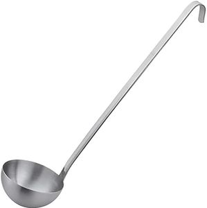 Vollum 1-Piece Ladle Heavy Duty Thick Stainless Steel - 16 Ounce (5" Bowl Diameter, 16" Handle Length)