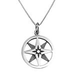 Sterling Silver Compass Necklace for Women, Girlfriend Gift Necklace, Retirement Gift, Wife Gift Necklace, Graduation Gift (18 inches)