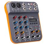 HAYDEN HY-A4 4-Channel Mixer – Professional Audio Mixing Console with Bluetooth, USB Sound Card, 48V Phantom Power, MP3, Phone Live Out, Recording, Podcast, Karaoke, DJ, Streaming & Live Performance