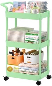 Volnamal 3-Tier Diaper Caddy Organizer, Plastic Diaper Cart, Green