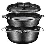 Bruntmor Camping Cooking Set Of 4. Pre Seasoned Cast Iron Pots And Pans Cookware/Dutch Oven Sets With Lids For Outdoor Comefire Cooking. Camping Skillet Grill Cookware Skillet Sets