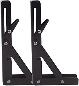 Folding Shelf Bracket Max. Load 220 lb, Black Paint Wall Mounted Shelf Bracket DIY Space Saving for Table Work Bench, Pack of 2 (8 Inch)