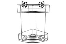 Britten & James Corner Shower Tidy 2-Tier Suction Fit Rust Proof Stainless Steel