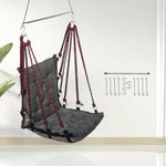 Curio Centre Swing for Balcony/Swing for Adults/Swing Chair for Adults for Home/Hammock Swing for Adults/Swing Chair Wooden - Grey (200 Kgs Capacity, Free Hanging Accessories)