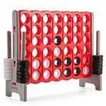 COSTWAY Jumbo 4-to-Score Giant Game Set, 4 in A Row for Kids and Adults, 3.5FT Tall Indoor & Outdoor Game Set with 42 Jumbo Rings & Quick-Release Slider, Perfect for Holiday Party & Family Game