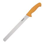 Vogue Soft Grip Pro Serrated Slicer 28 cm/11 inch Blade, Yellow, Colour Coded Yellow for Slicing Raw or Cooked Meat, German Steel, Dishwasher Safe, GH530