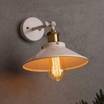 Homesake@ Edison White Wall Cone Shade Lamp, Swing Wall Light - Antique Gold (Bulb Included)