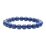 Power Ionics 8mm Blue Tourmaline Beads Bracelet for Women, 20 cm High Elastic Wristband, Includes Jewellery Gift Bag