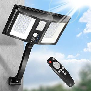 Jornarshar Solar Light Outdoor, 1200Lumens 138 LED Motion Sensor Outdoor Light, Remote Control, 5 Lighting Modes, Security Solar Flood Light Garden Wall Light Waterproof for Porch Patio Driveway