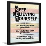 Chaka Chaundh - Inspirational Framed Posters – Motivational Quotes Wall Frames for OFFICE, STUDENT AND STUDY ROOM - Photos with Quotes - (14 X 11 Inches) (keep believing yourself - multicolor)