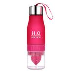 H2O 650ML Lemon Juicer Water Bottle with Fruit Infuser - Flavoured Hydracy Water Bottle for Fitness Sports Large Capacity Split Design Tumbler [Pink]