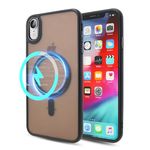 YmhxcY For iPhone XR Case,Compatible with MagSafe, Translucent Matte Back Slim Shockproof Phone Cover,For iPhone XR Case-6.1 Inch(Black)