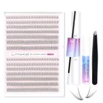 LANKIZ Lash Extension Kit, 574pcs Lash Clusters Kit, 12D Individual Lashes Wispy, Lash Bond & Seal with Lash Remover, 9/10/11/12/13/14/15mm Mix Cluster Lashes, DIY Eyelash Extension Kit at Home