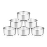 TeamFar 4 Inch Cake Pan, 6 Pcs Layer Baking Round Cake Pans Set Stainless Steel, For Baking Steaming Serving, Healthy & Sturdy, Mirror Finish & Dishwasher Safe